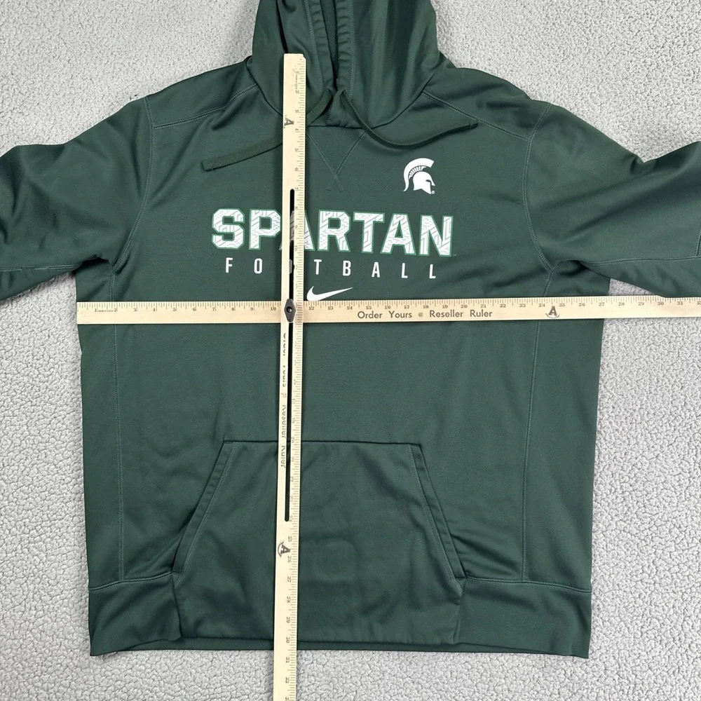 Nike Therma Fit Michigan State Football Hoodie Men 2XL Green Logo Pullover